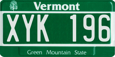 VT license plate XYK196