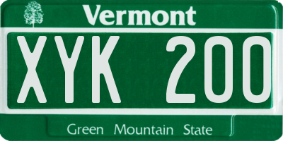 VT license plate XYK200