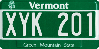 VT license plate XYK201