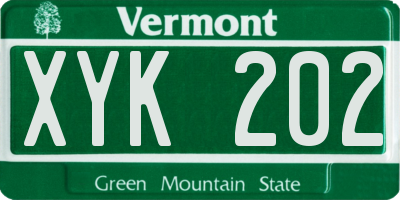 VT license plate XYK202