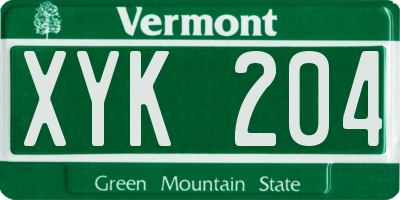 VT license plate XYK204