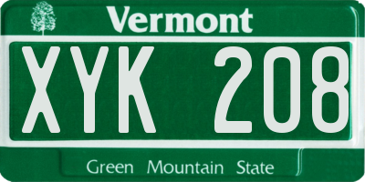 VT license plate XYK208