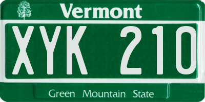 VT license plate XYK210