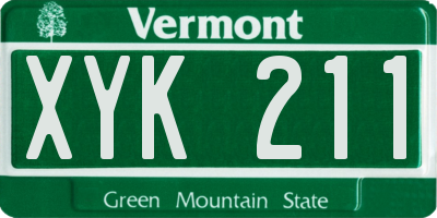 VT license plate XYK211