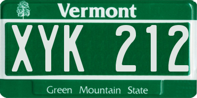 VT license plate XYK212