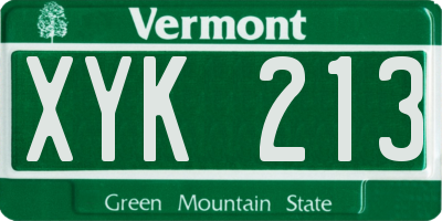 VT license plate XYK213