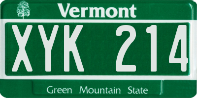 VT license plate XYK214
