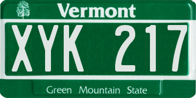VT license plate XYK217