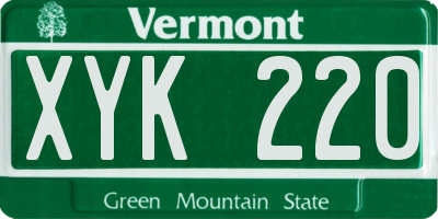 VT license plate XYK220