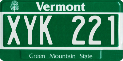 VT license plate XYK221