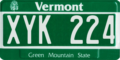 VT license plate XYK224