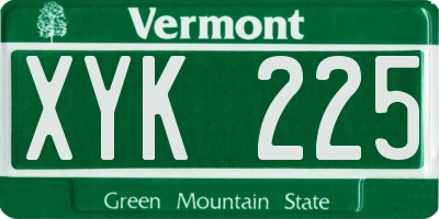 VT license plate XYK225