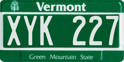 VT license plate XYK227