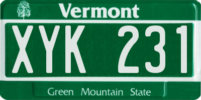 VT license plate XYK231