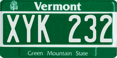 VT license plate XYK232