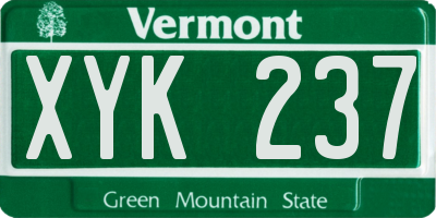 VT license plate XYK237