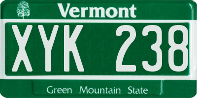 VT license plate XYK238