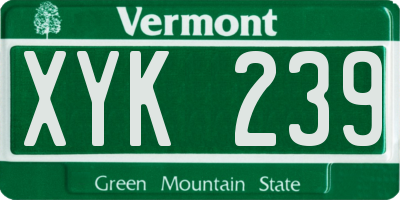 VT license plate XYK239