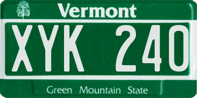 VT license plate XYK240