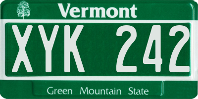 VT license plate XYK242