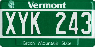 VT license plate XYK243