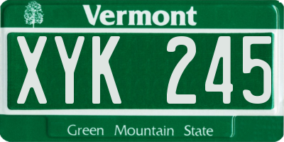VT license plate XYK245