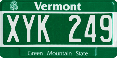 VT license plate XYK249