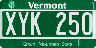 VT license plate XYK250