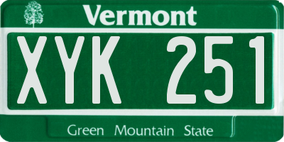 VT license plate XYK251