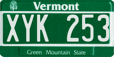 VT license plate XYK253