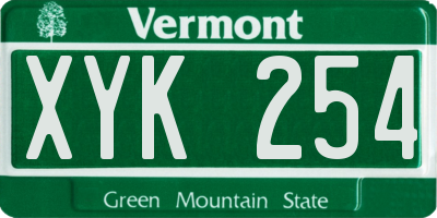 VT license plate XYK254