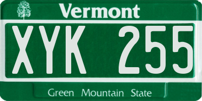 VT license plate XYK255