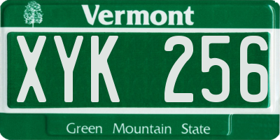 VT license plate XYK256