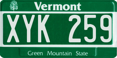VT license plate XYK259