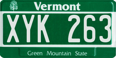 VT license plate XYK263