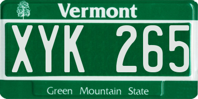 VT license plate XYK265