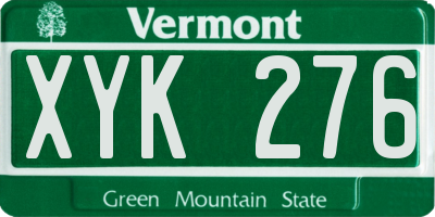 VT license plate XYK276
