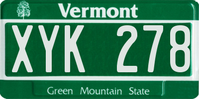 VT license plate XYK278