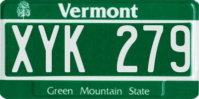 VT license plate XYK279