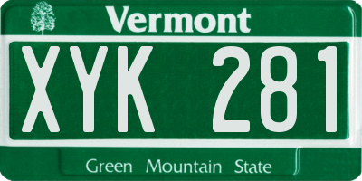 VT license plate XYK281