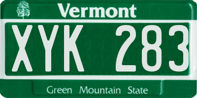 VT license plate XYK283