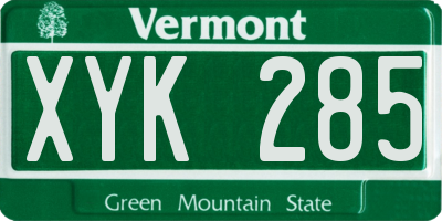 VT license plate XYK285