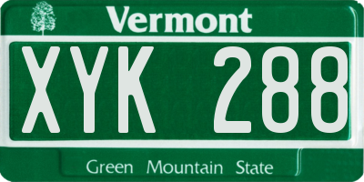 VT license plate XYK288
