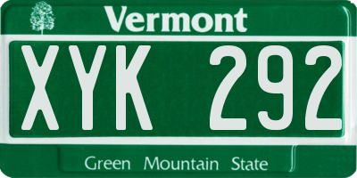 VT license plate XYK292