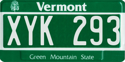 VT license plate XYK293