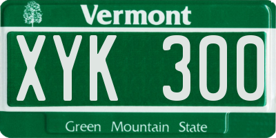 VT license plate XYK300