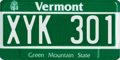 VT license plate XYK301