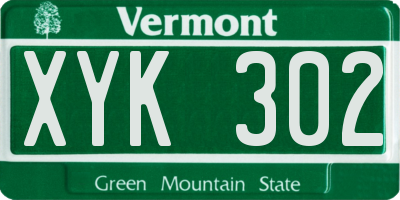 VT license plate XYK302