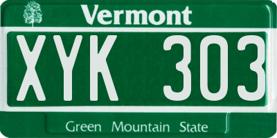 VT license plate XYK303