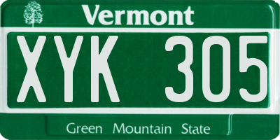 VT license plate XYK305